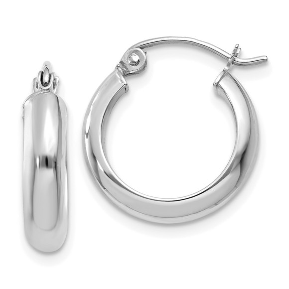 Million Charms 14k White Gold Hoop Earrings 19 L x 4 mm W